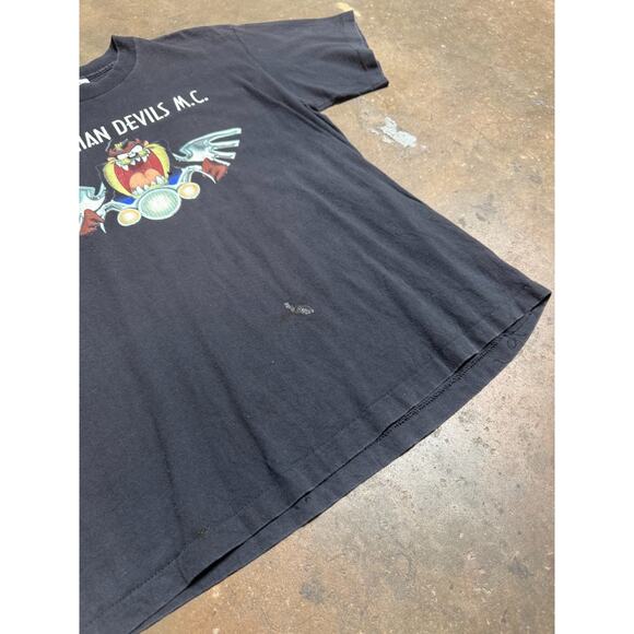 1991 Tasmanian Devils M.C. Looney Tunes Taz Tee – Warner Bros Biker - Sz L - Picture 3 of 12